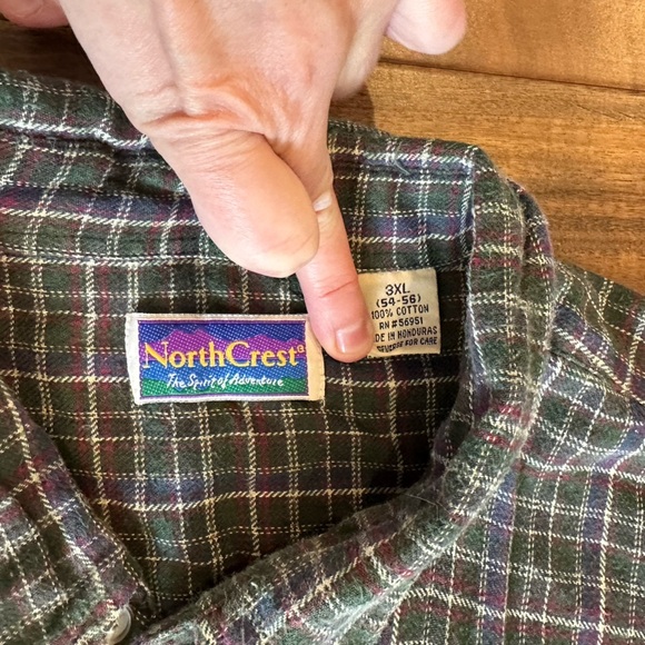 Northcrest Vintage Green Plaid Flannel size 3XL - Picture 3 of 3